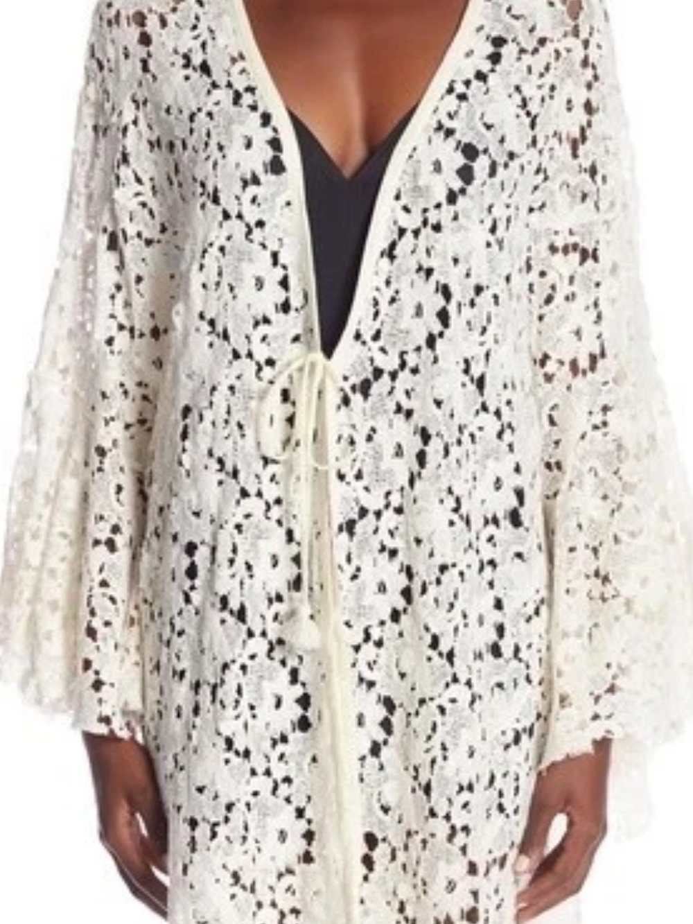 Free People Ivory Crochet Lace Open-Front Duster - Picture 10 of 10